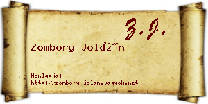 Zombory Jolán névjegykártya